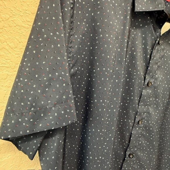 Axist Stretch Men's Button Up Shirt Short Sleeve Blue Size 2XL 100% Polyester - Picture 8 of 9